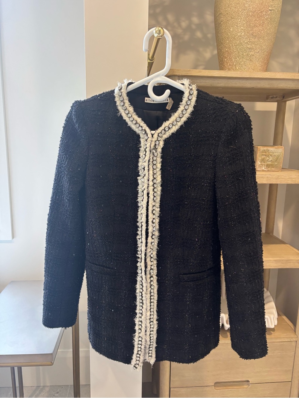 Alice + Olivia Black Tweed Jacket